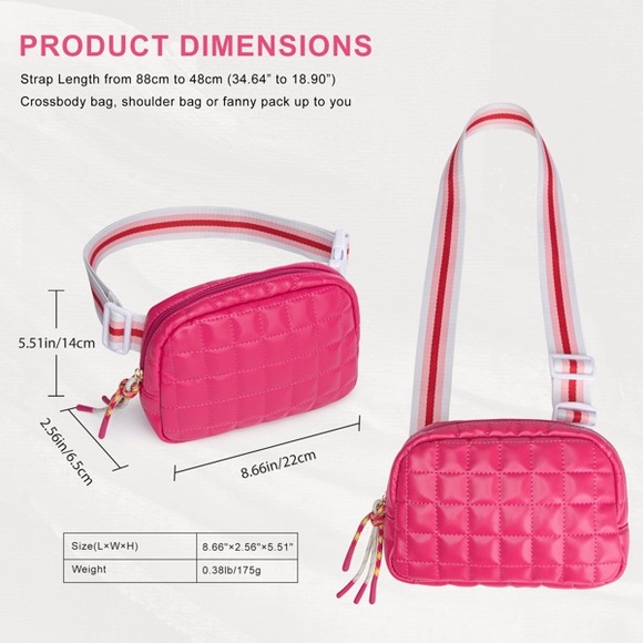 Women’s small sizes Pink Quilted Crossbody Bag - Picture 4 of 6